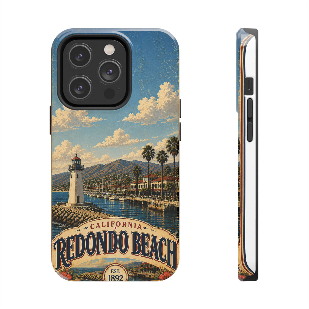 Redondo Beach Vintage Lighthouse Tough Phone Case — California Coastal iPhone Cover