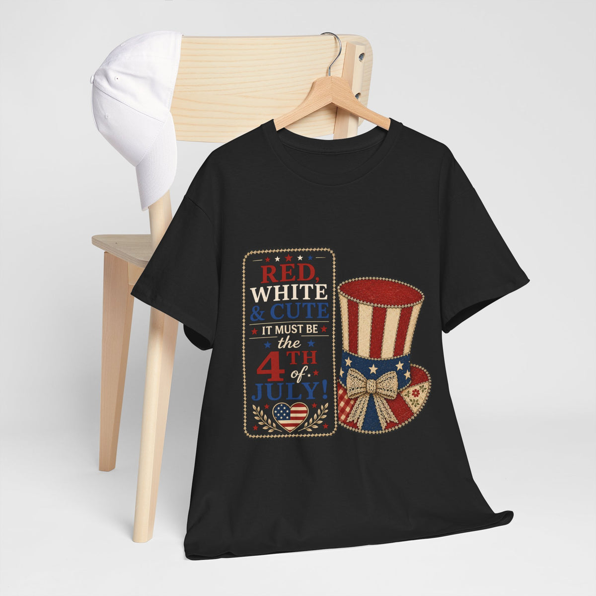 Patriotic 4th of July Tee – "Red, White & I Must Be the 4th" Uncle Sam Hat Design