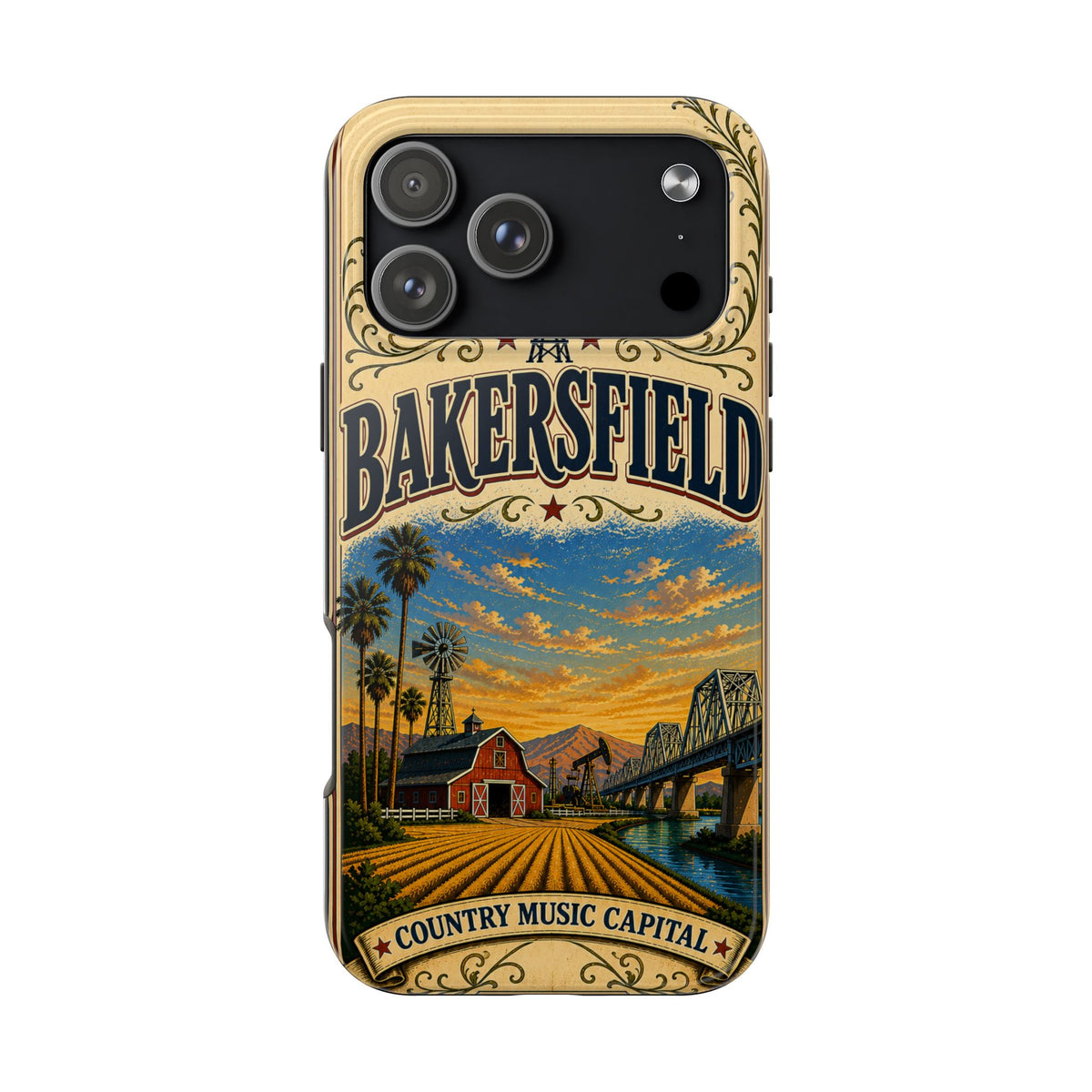 Bakersfield California Vintage Travel Phone Case Country Music Capital Retro Oil Fields Farmland Cover