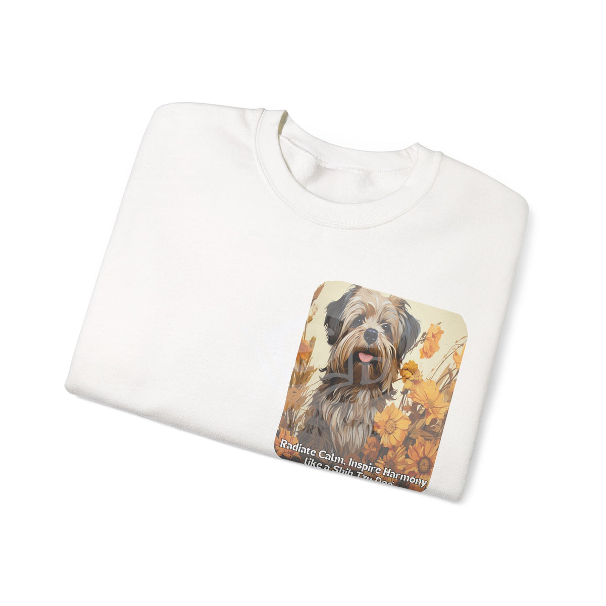 Copy of Shih Tzu Serenity Sweatshirt - 'Radiate Calm, Inspire Harmony' - Sunflower Dog Lover Hoodie (Front & Back Print)"