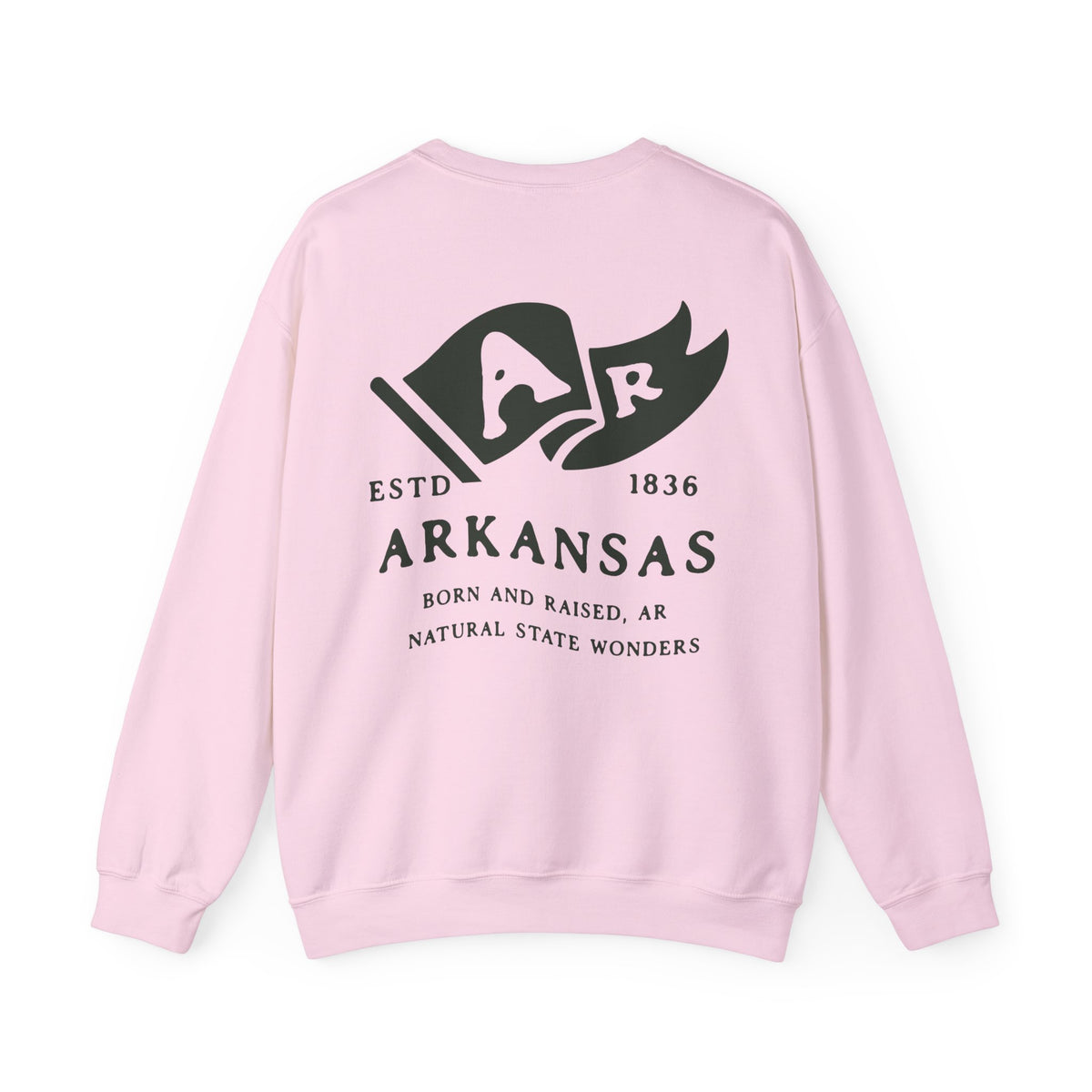 Arkansas State Born and Raised Sweatshirt - Natural State Pride Design