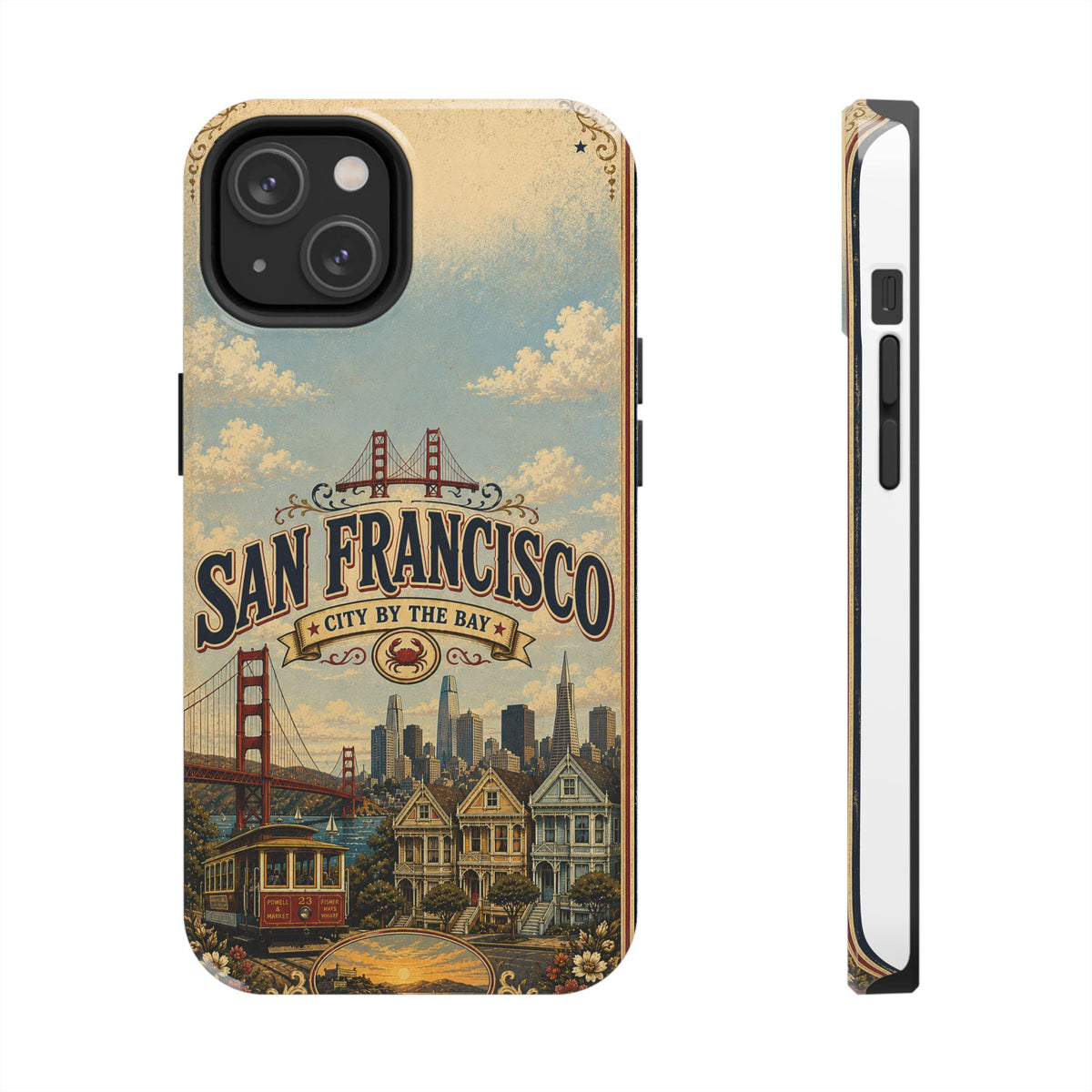 San Francisco Faux Patchwork Phone Case Vintage California Travel Landmark Skyline Cover