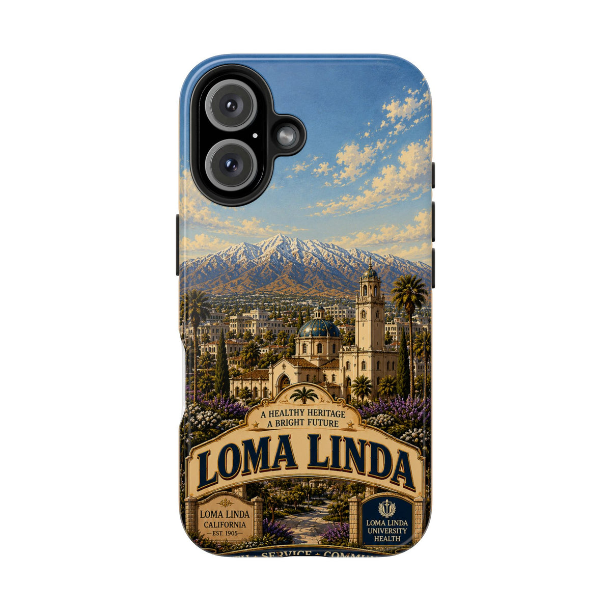 Loma Linda Faux Patchwork Phone Case – Vintage Travel Art Cover, California Hometown Pride Retro Design