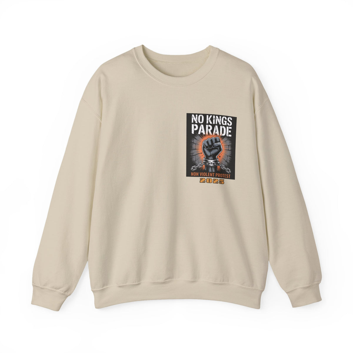 No Kings Parade” Sweatshirt – Chained Fist Graphic & Peaceful Protest Quote, Unisex Front & Back Print for Justice & Resistance
