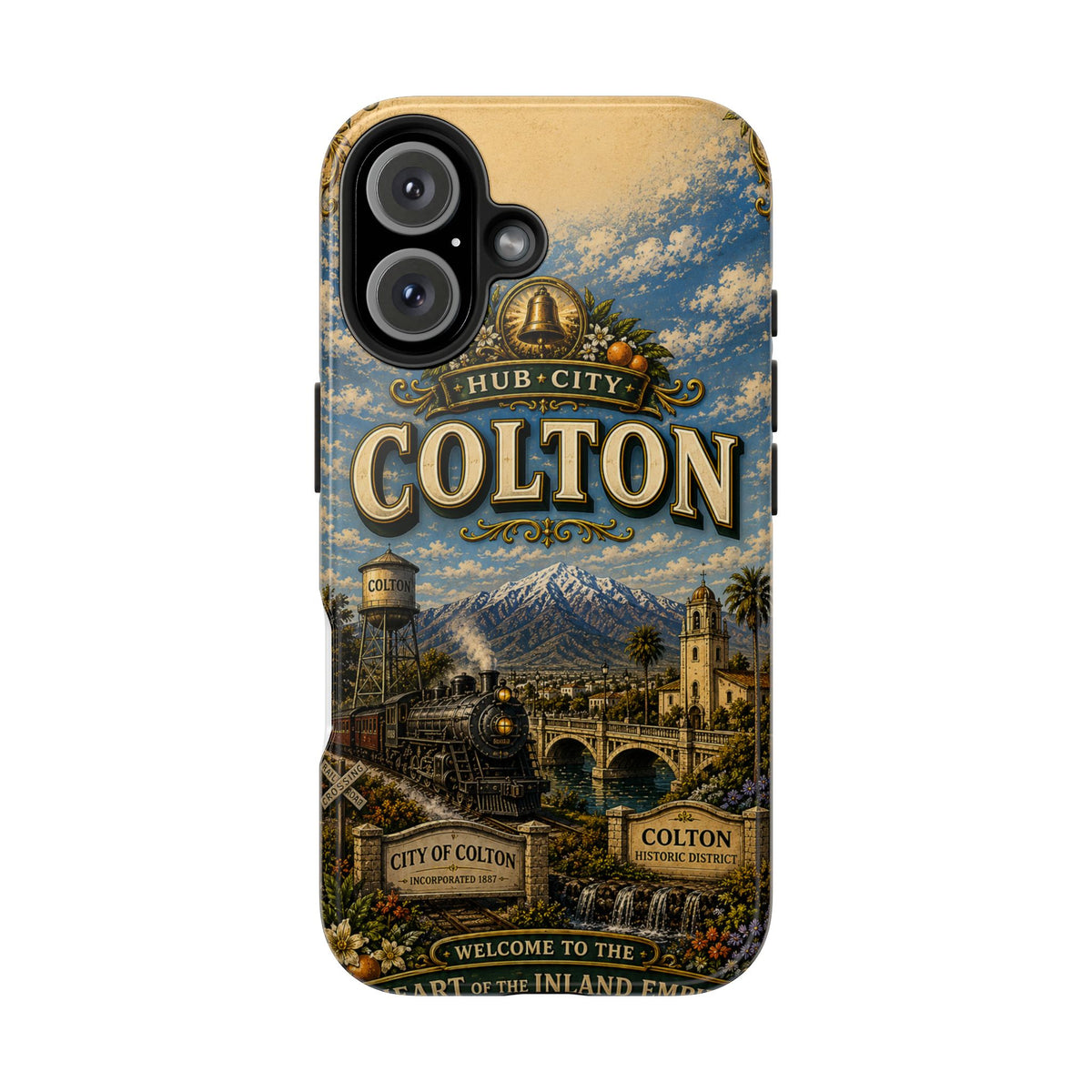 Colton California Vintage Travel Phone Case Hub City Railroad Retro Train Landmark Cover