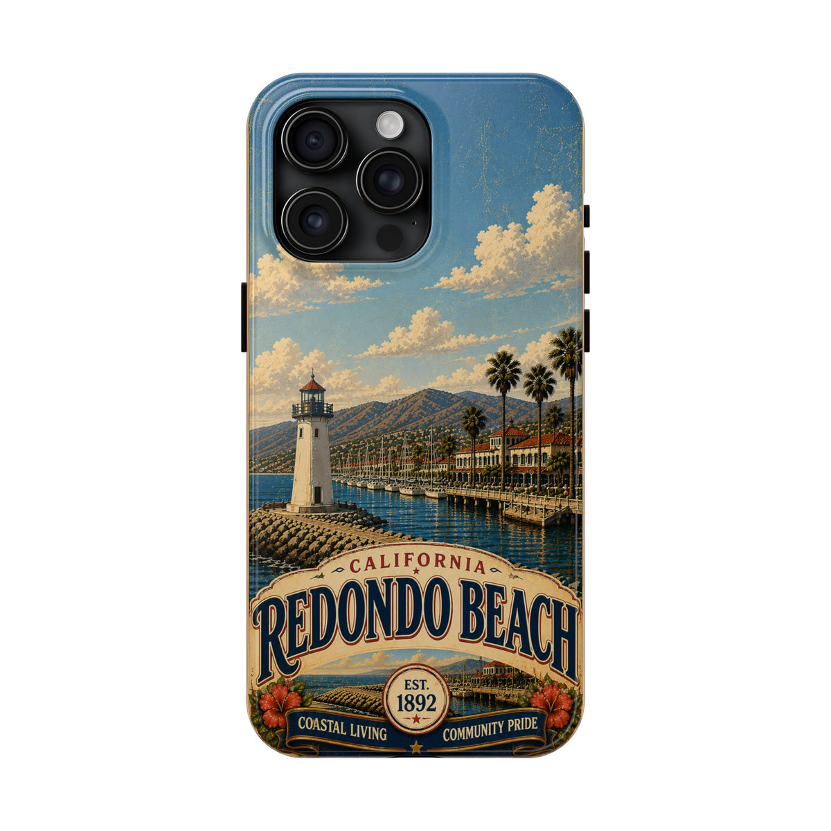 Redondo Beach Vintage Lighthouse Tough Phone Case — California Coastal iPhone Cover