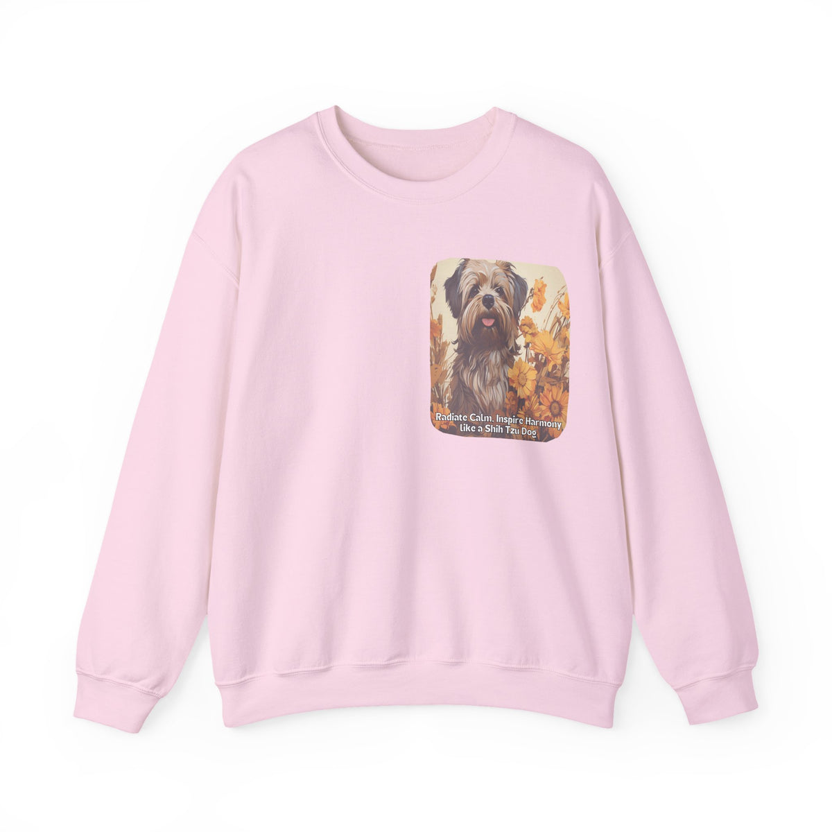 Copy of Shih Tzu Serenity Sweatshirt - 'Radiate Calm, Inspire Harmony' - Sunflower Dog Lover Hoodie (Front & Back Print)"