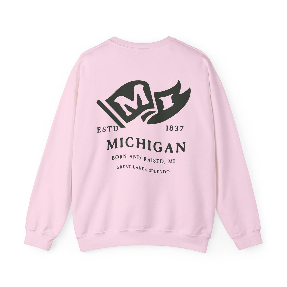 Michigan State Born and Raised Sweatshirt - Great Lakes State Pride Design