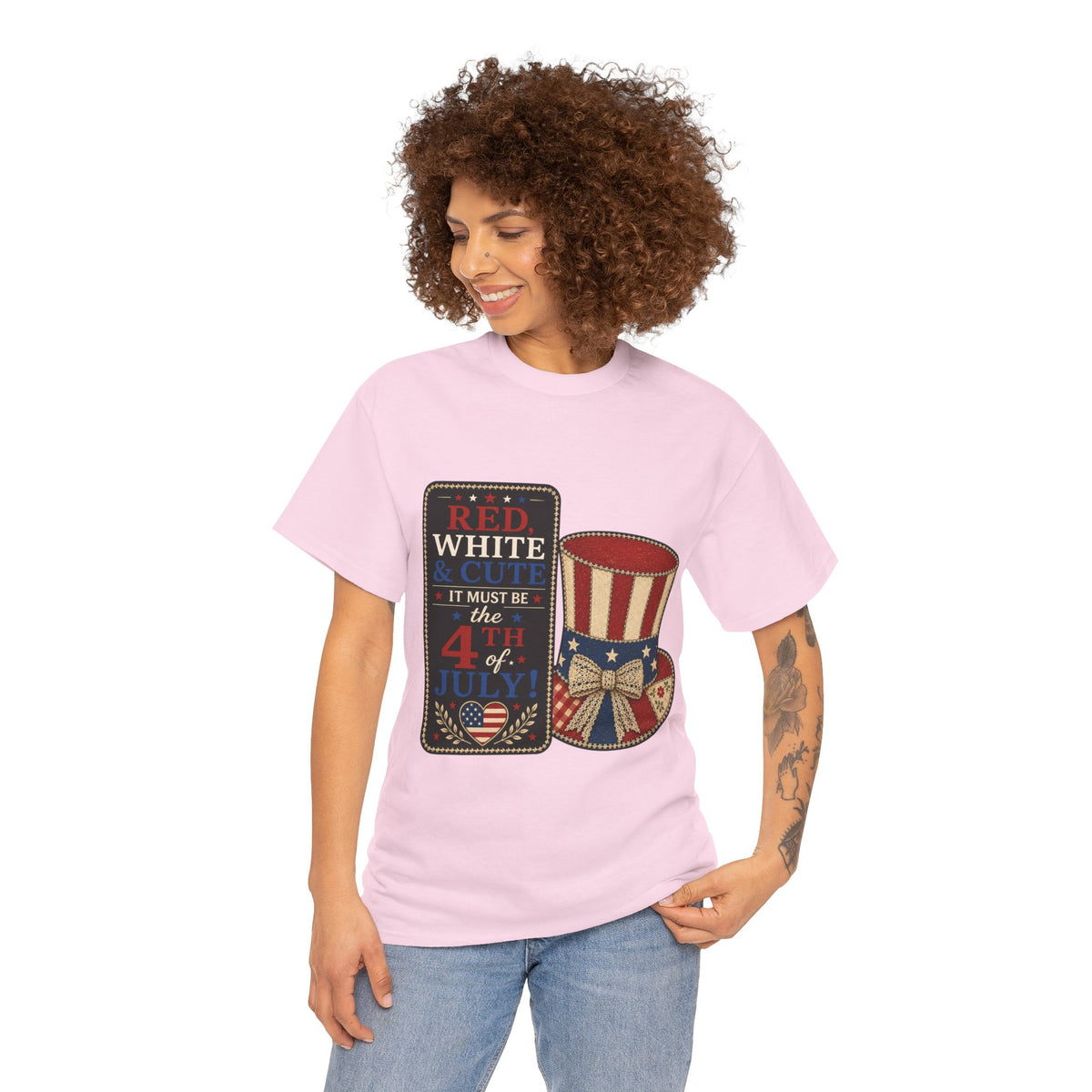 Patriotic 4th of July Tee – "Red, White & I Must Be the 4th" Uncle Sam Hat Design