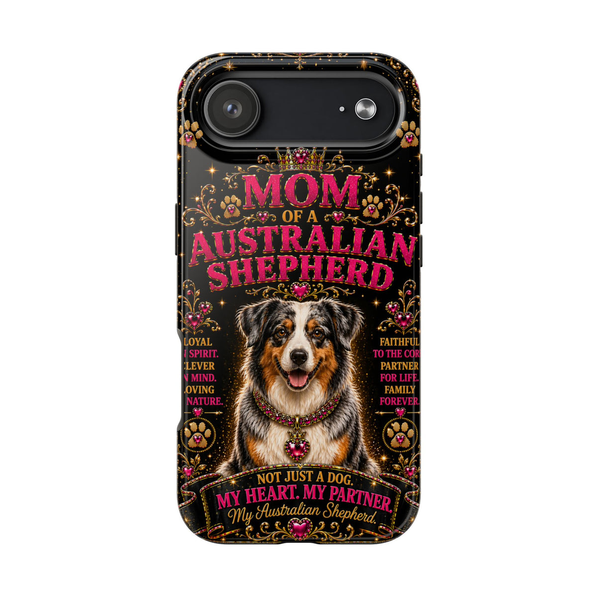 Australian Shepherd Dog Mom Glitter Phone Case My Heart My Partner Vintage Aussie Lover Gift for iPhone & Samsung