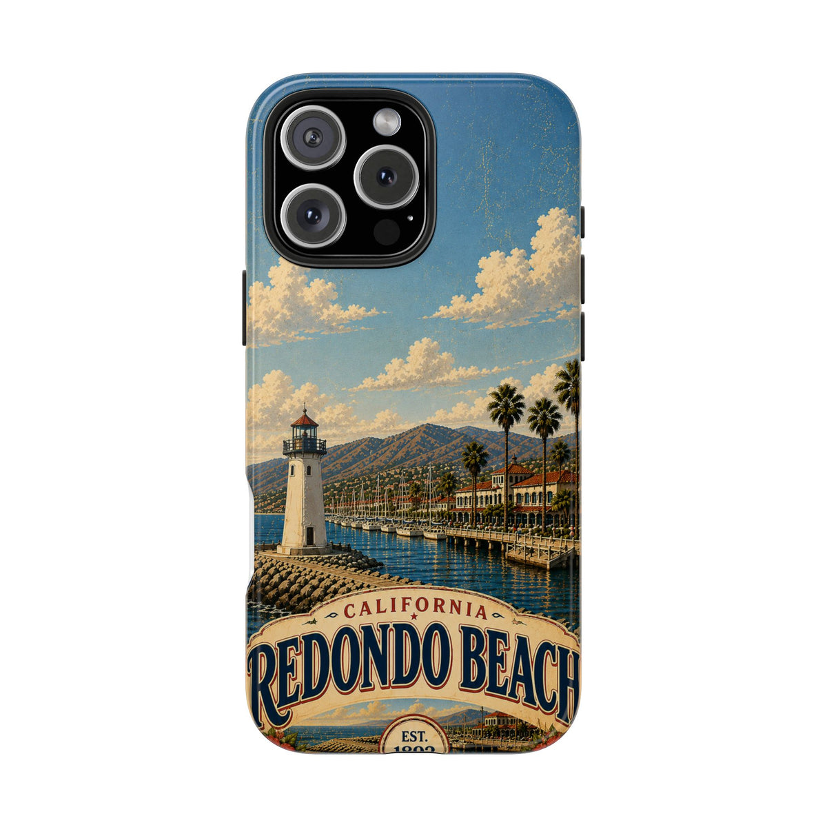Redondo Beach Vintage Lighthouse Tough Phone Case — California Coastal iPhone Cover