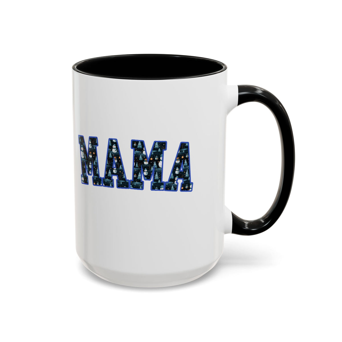 Christmas Snowman MAMA Letters Coffee Mug – 11oz & 15oz Accent Mug – Cute Holiday Gift for Moms