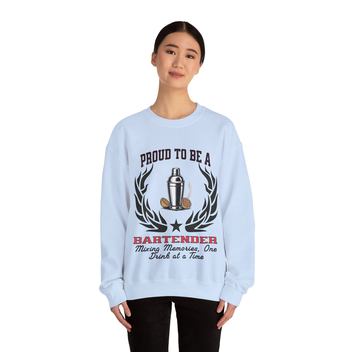 Copy of Unisex Bartender Sweatshirt – “PROUD TO BE A BARTENDER” | Mixing Memories, One Drink at a Time Pullover
