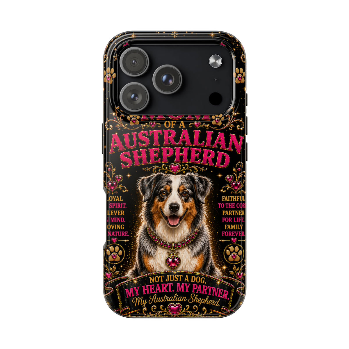 Australian Shepherd Dog Mom Glitter Phone Case My Heart My Partner Vintage Aussie Lover Gift for iPhone & Samsung