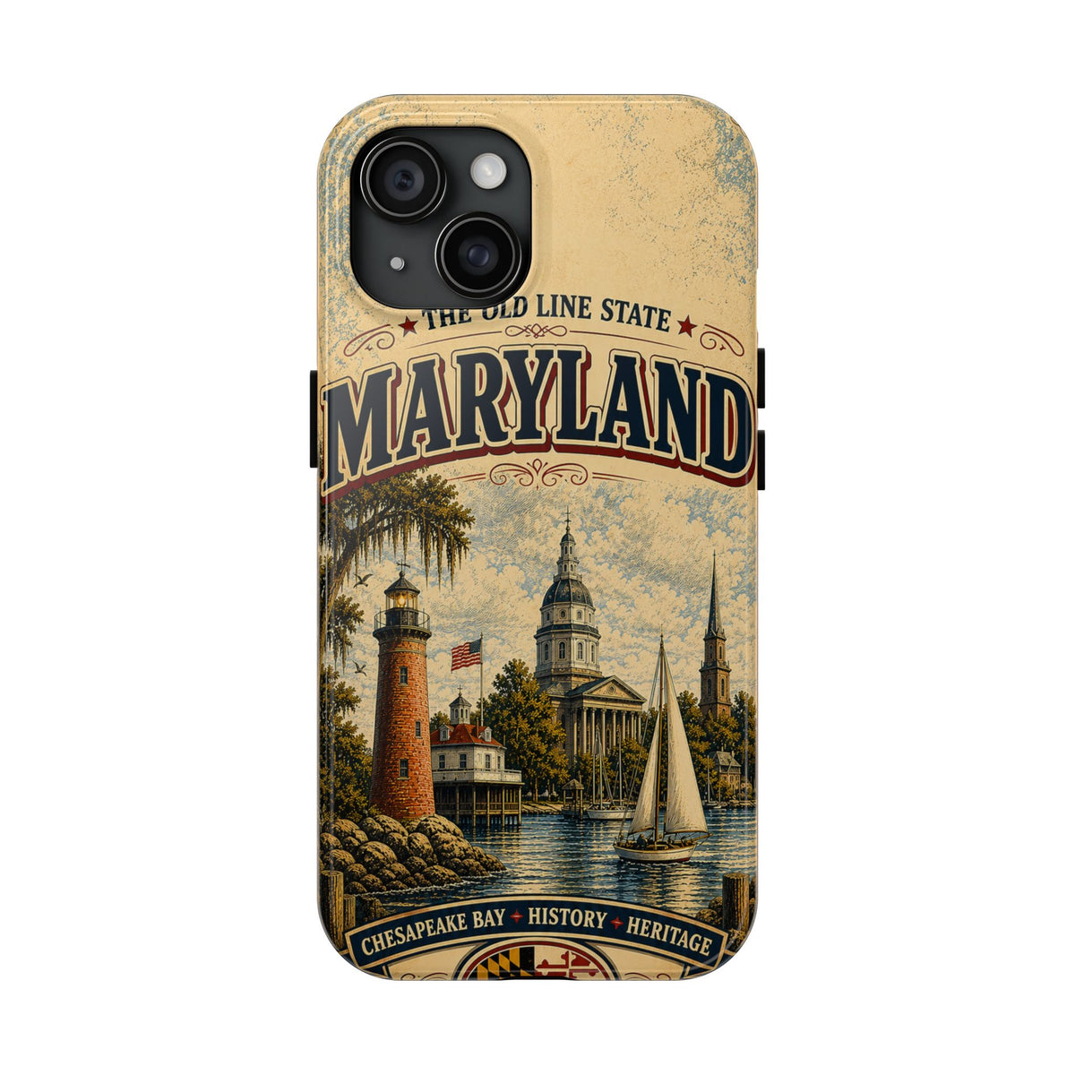 Maryland Vintage Lighthouse Tough Phone Case — Chesapeake Bay State Protective Cover