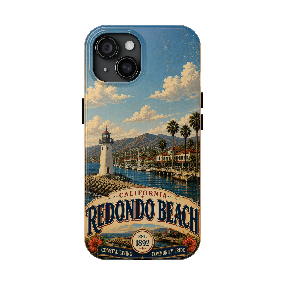 Redondo Beach Vintage Lighthouse Tough Phone Case — California Coastal iPhone Cover