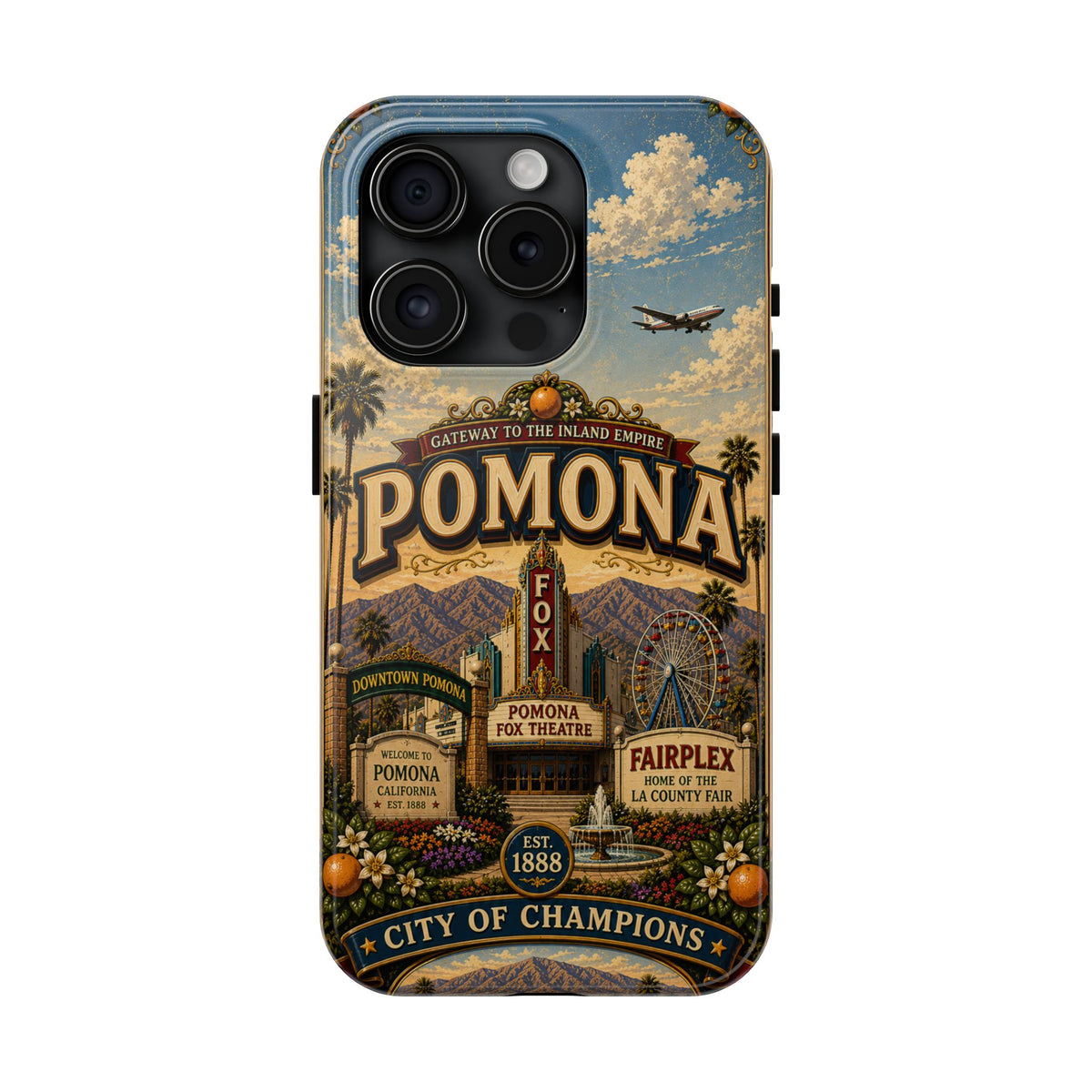 Pomona Gateway to the Inland Empire Faux Patchwork Phone Case – Vintage California Travel Art Cover