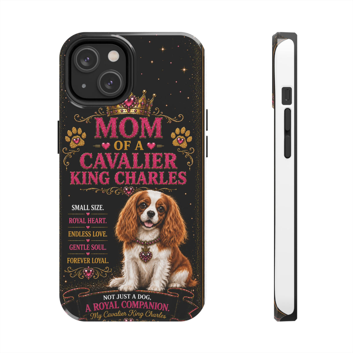 Mom of a Cavalier King Charles Glitter Phone Case A Royal Companion Vintage Dog Lover Gift Cover