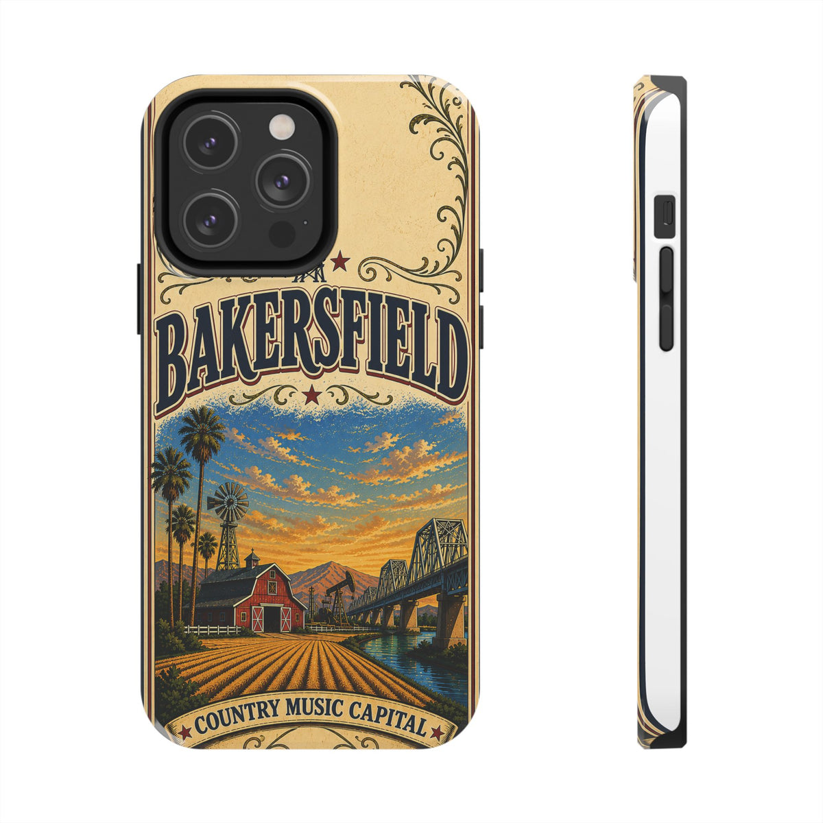 Bakersfield California Vintage Travel Phone Case Country Music Capital Retro Oil Fields Farmland Cover