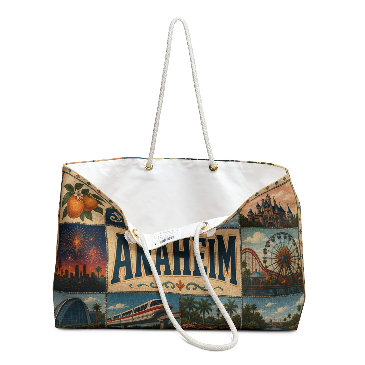 Anaheim California Weekender Bag California Dreamin Faux Patchwork Travel Tote Orange County Adventure Gift Theme Park Getaway Bag