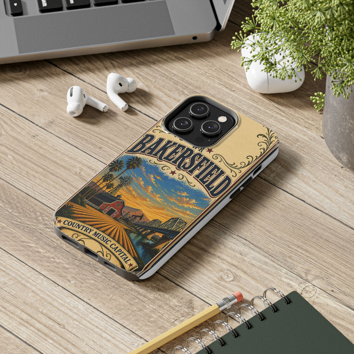 Bakersfield California Vintage Travel Phone Case Country Music Capital Retro Oil Fields Farmland Cover