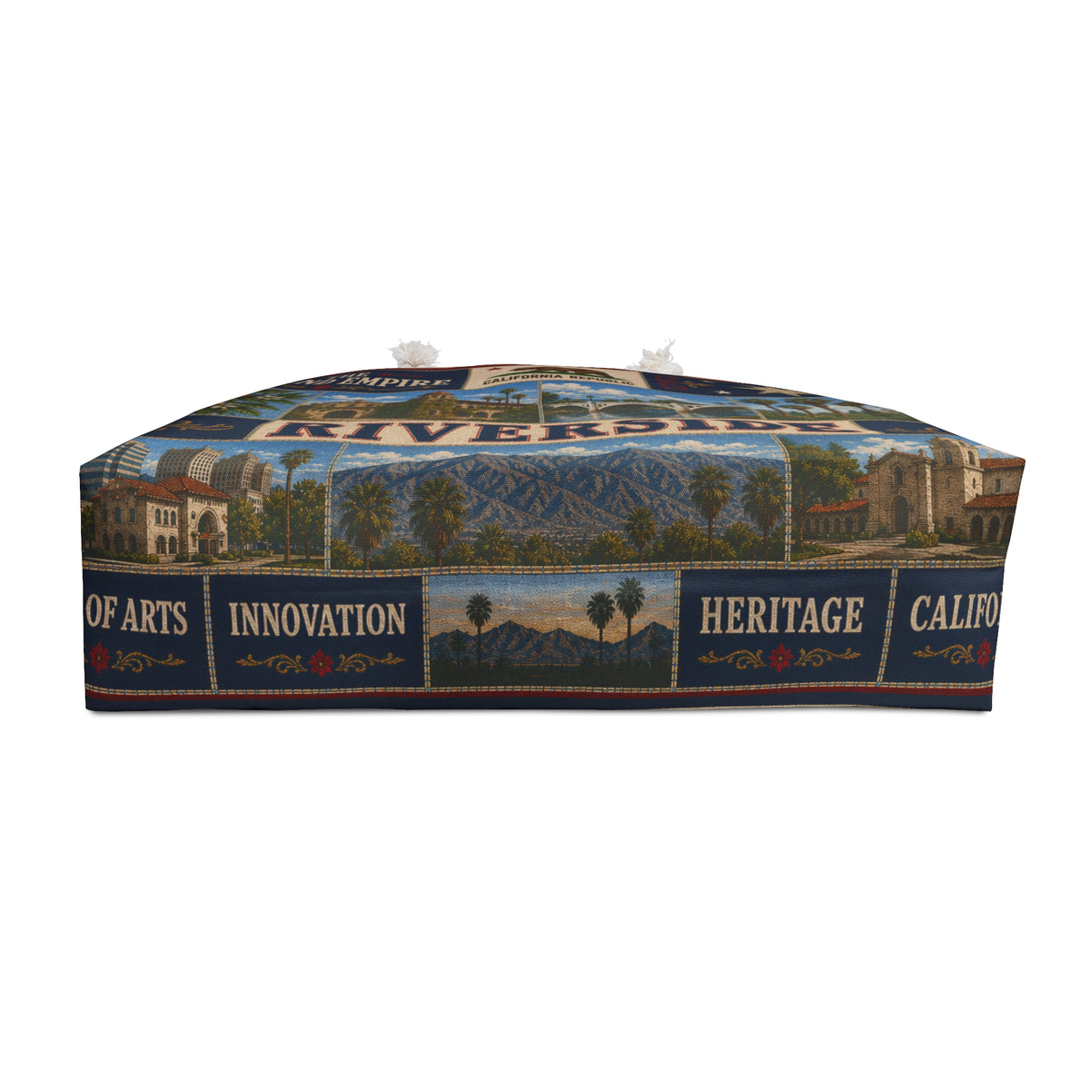 Riverside California Weekender Bag Inland Empire Faux Patchwork Travel Tote Vintage City Heritage Weekend Gift