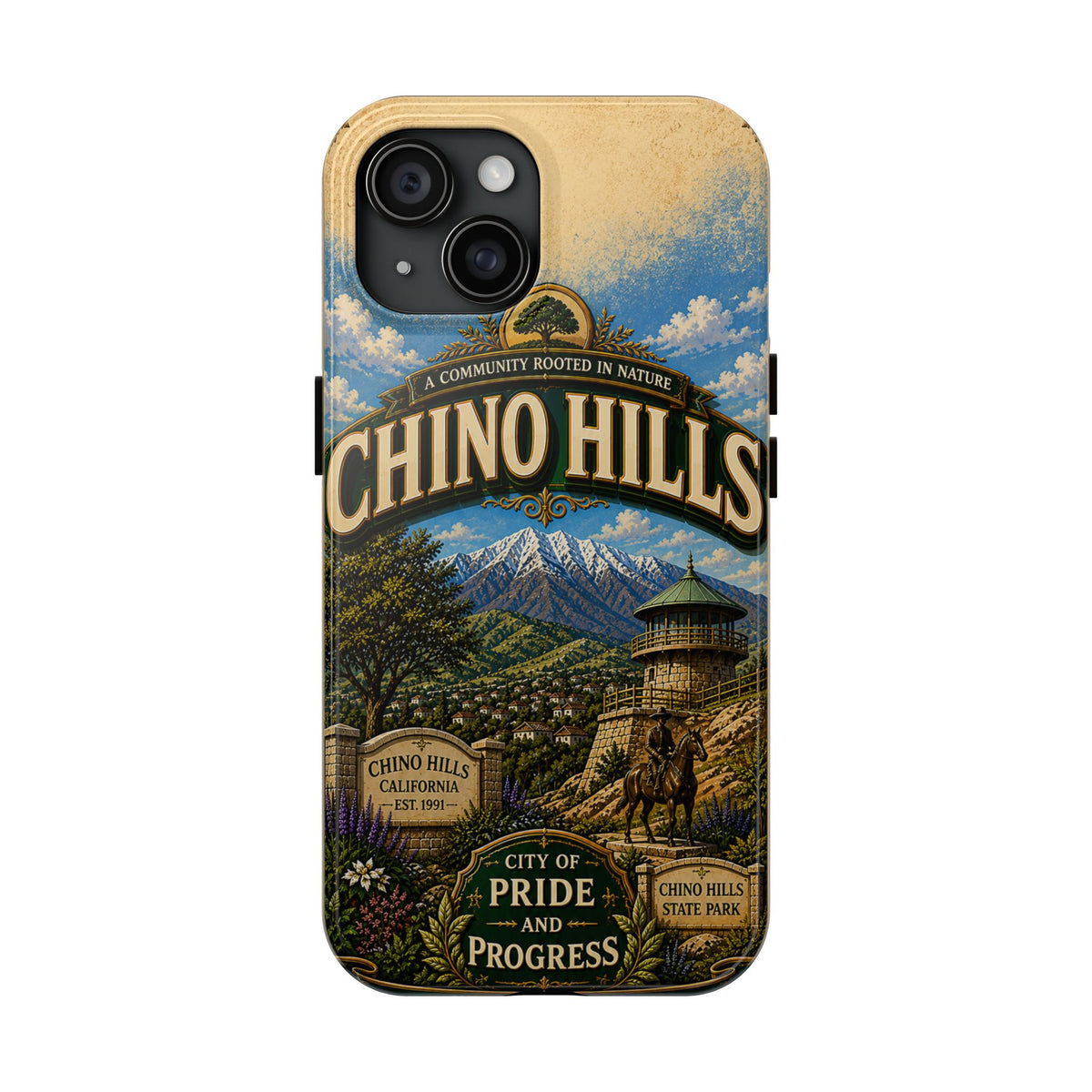 Chino Hills Vintage Travel Phone Case Mountain Vista Historic Landmark California City Pride Cover