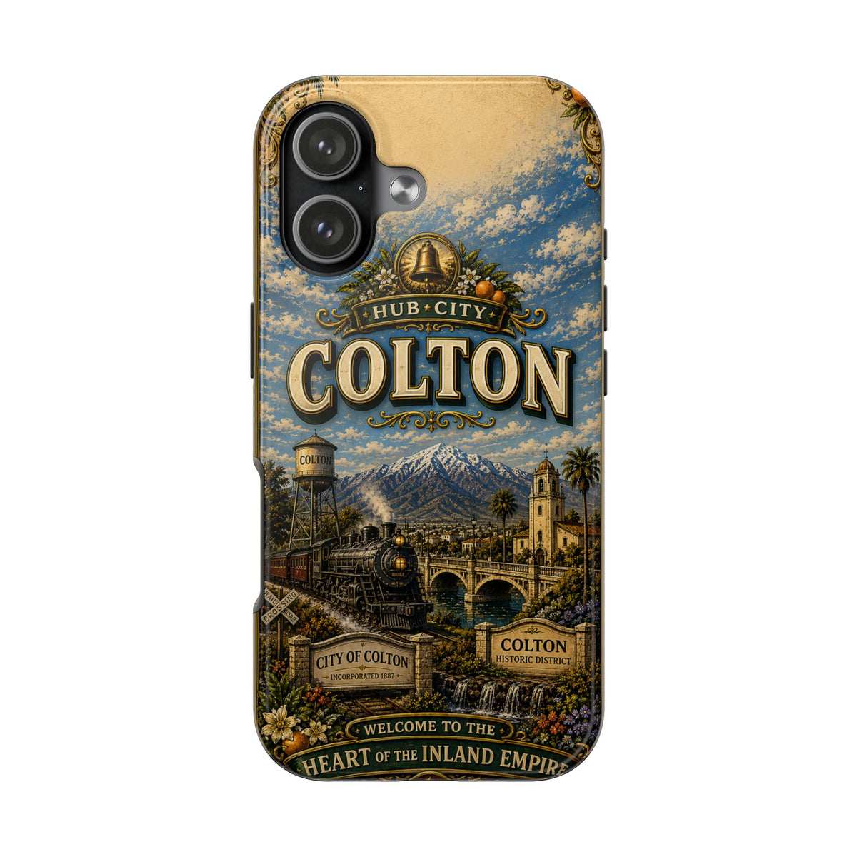 Colton California Vintage Travel Phone Case Hub City Railroad Retro Train Landmark Cover