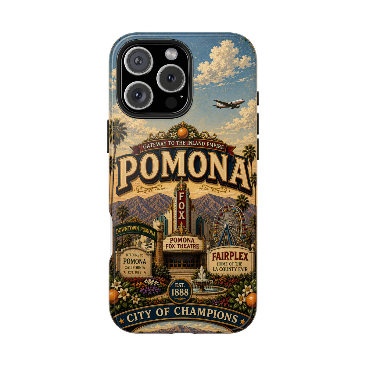 Pomona Gateway to the Inland Empire Faux Patchwork Phone Case – Vintage California Travel Art Cover
