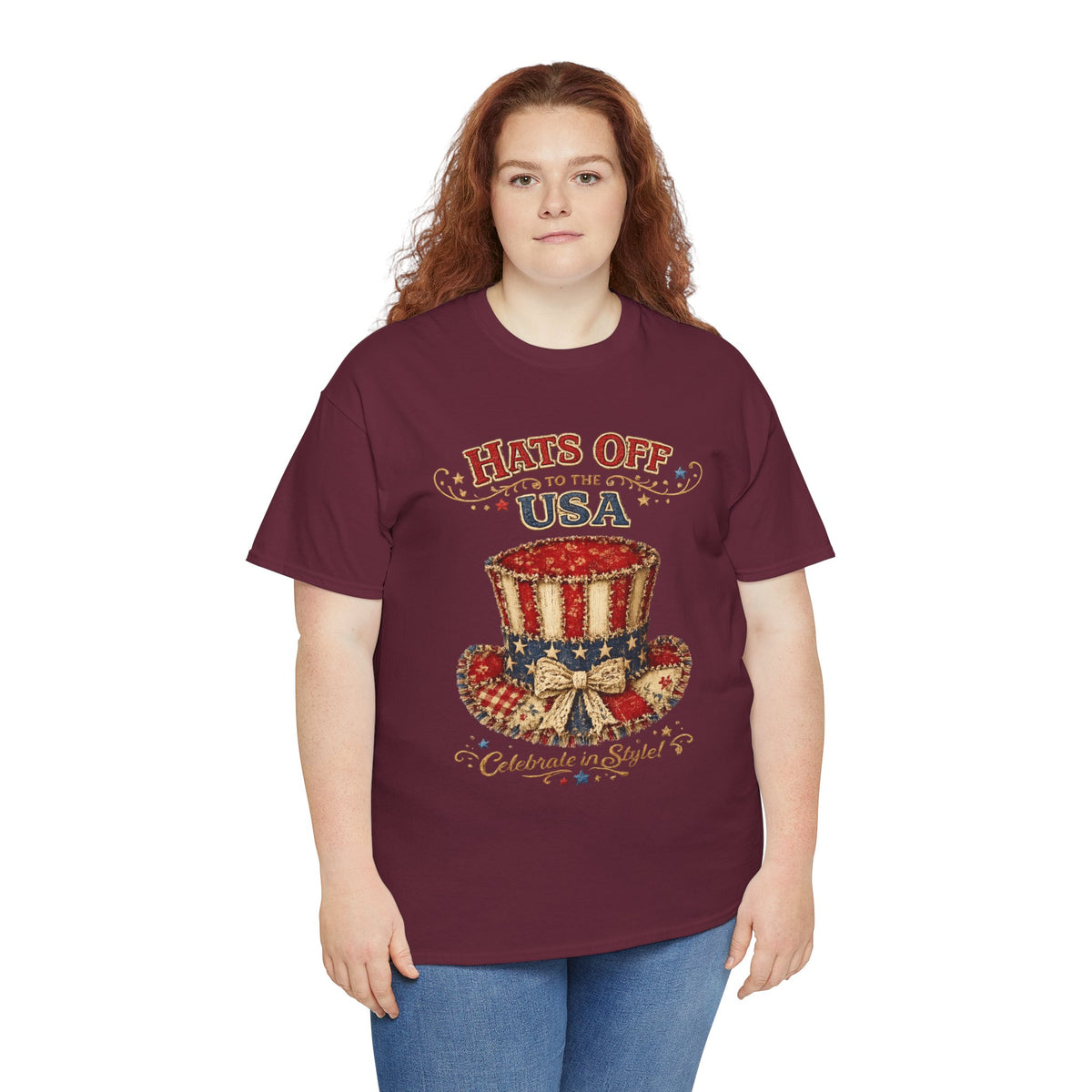 Patriotic T-Shirt — “Hats Off to the USA” 4th of July Celebration Tee