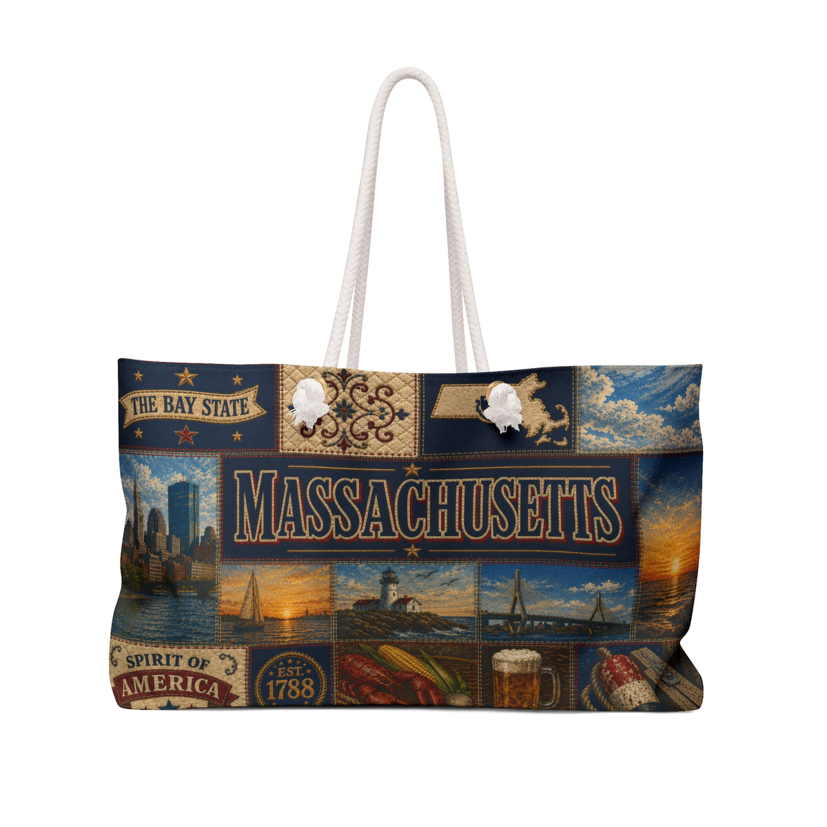 Massachusetts Weekender Bag – Vintage State Travel Tote