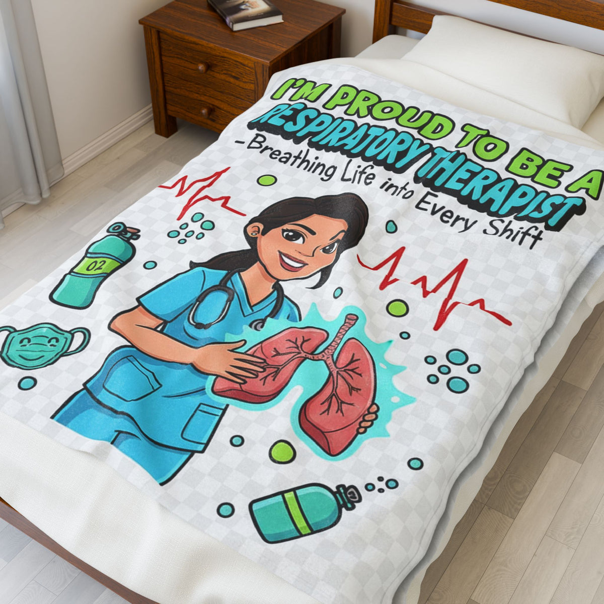 Respiratory Therapist Velveteen Blanket – Funny Breathing Life Gift Throw