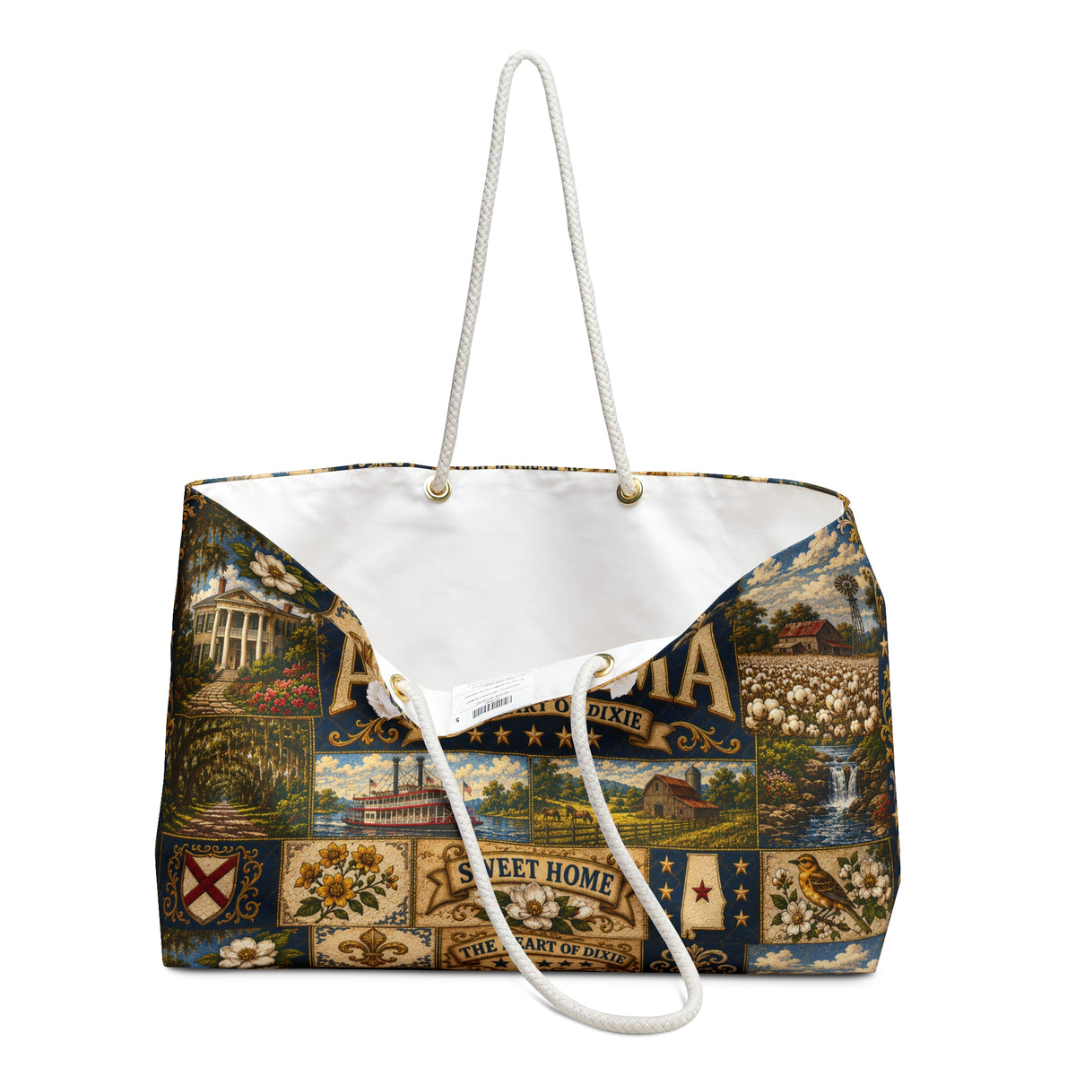 Alabama Weekender Bag Heart of Dixie Faux Patchwork Travel Tote Sweet Home Vintage Southern State Souvenir Gift