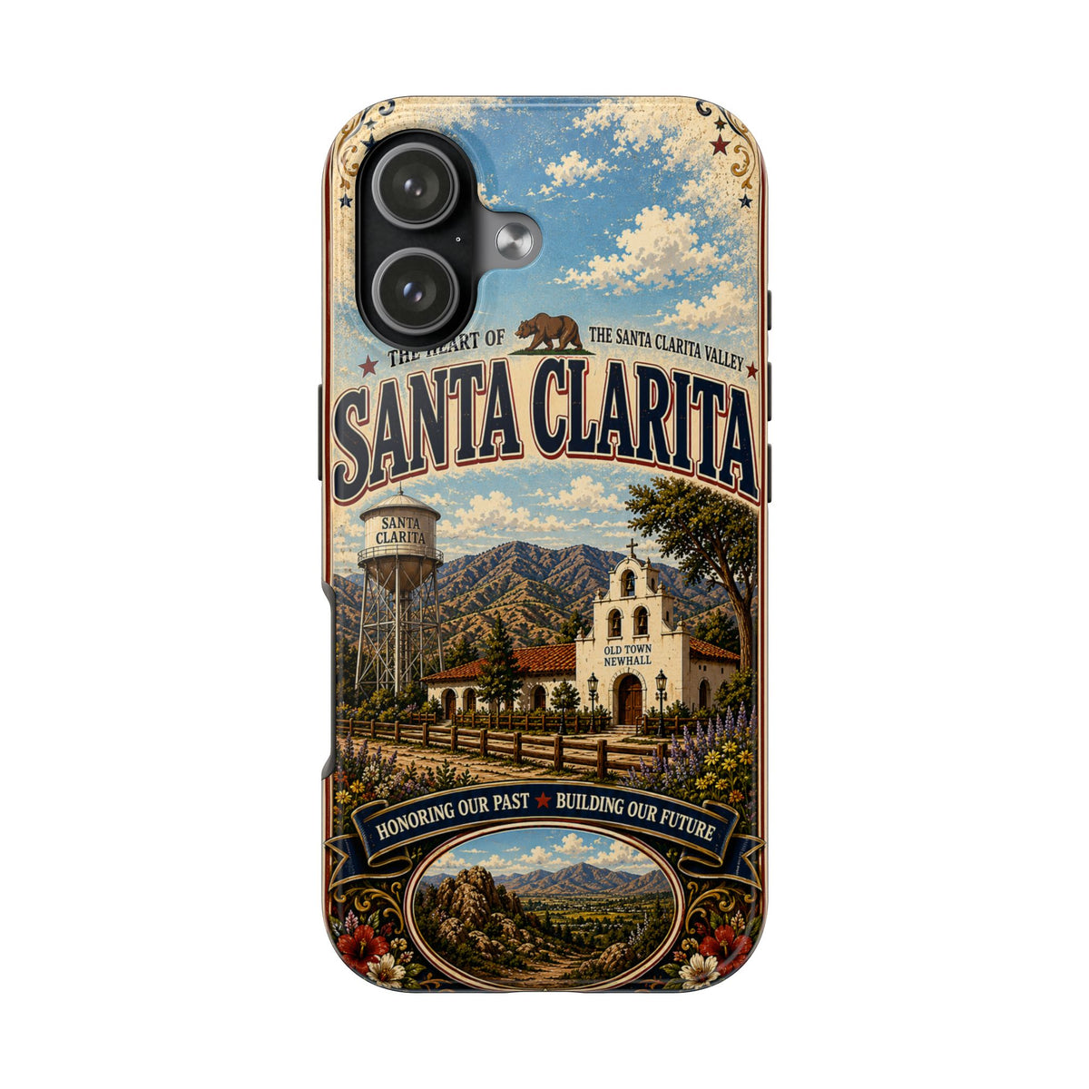Santa Clarita Faux Patchwork Phone Case Vintage California Valley Travel Landmark Cover