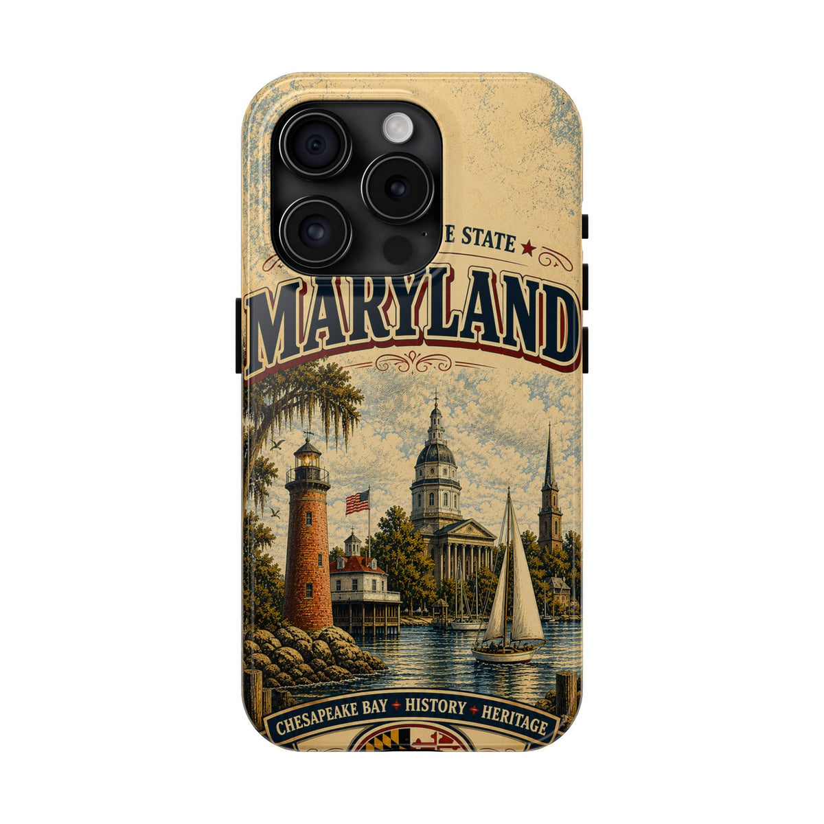 Maryland Vintage Lighthouse Tough Phone Case — Chesapeake Bay State Protective Cover