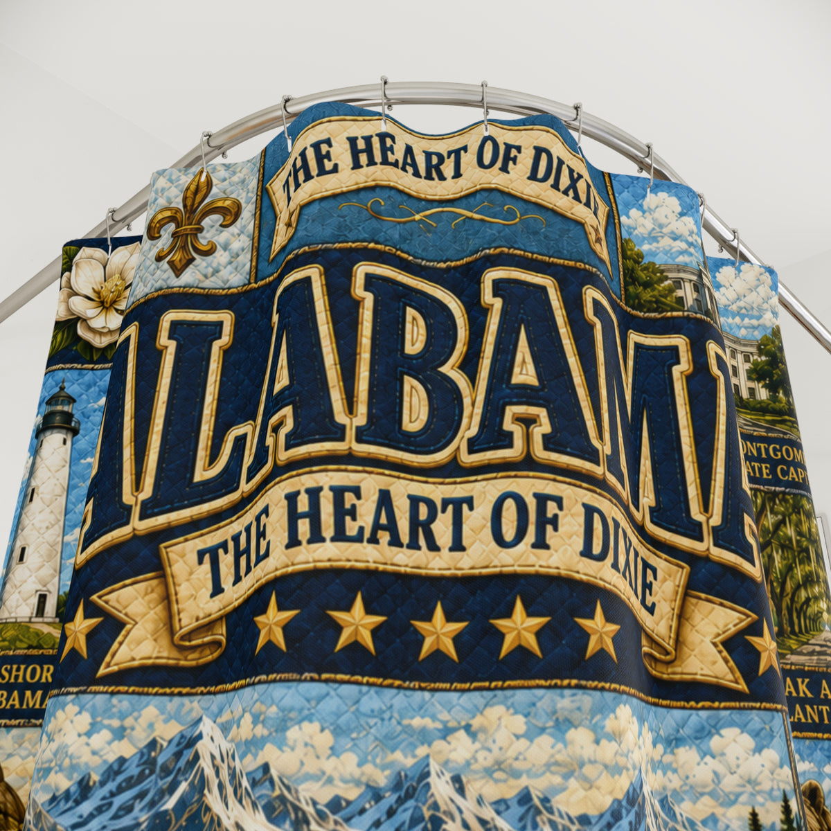 Alabama “Sweet Home” Shower Curtain — The Heart of Dixie State Pride Bathroom Decor