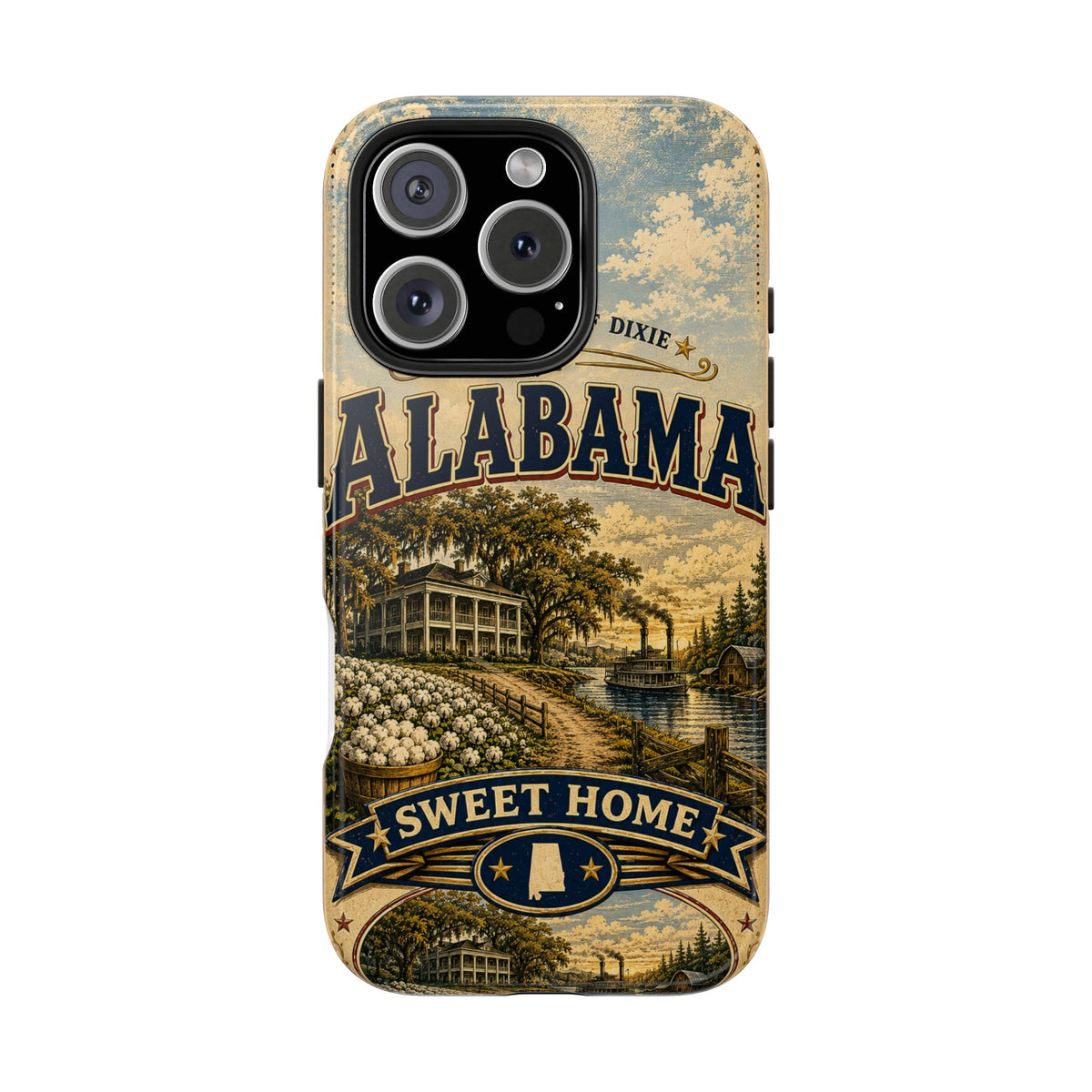 Alabama Faux Patchwork Phone Case Sweet Home Alabama Retro Travel Poster Southern State Pride Cover