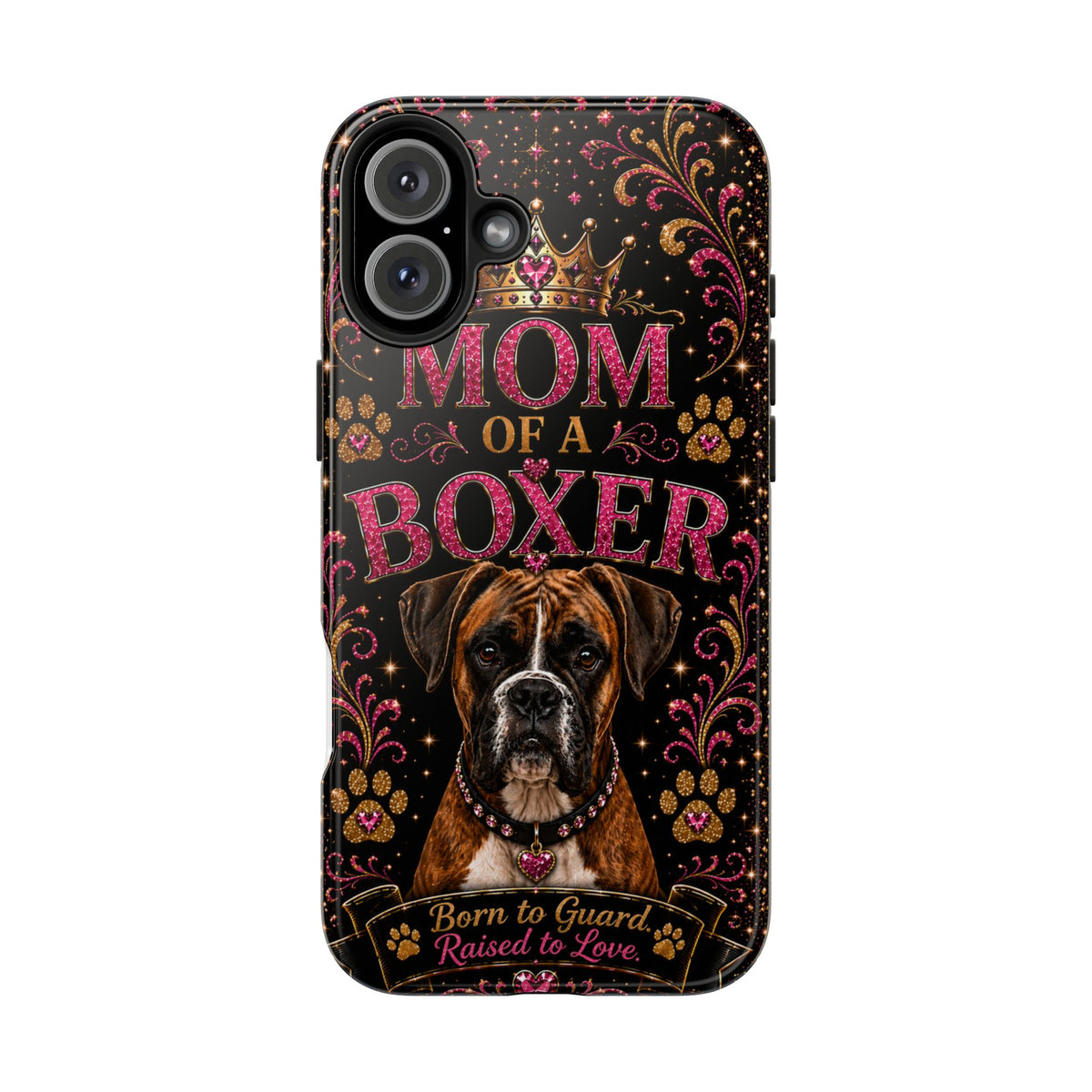 Mom of a Boxer Glitter Phone Case Born to Guard Raised to Love Vintage Dog Lover Gift Cover