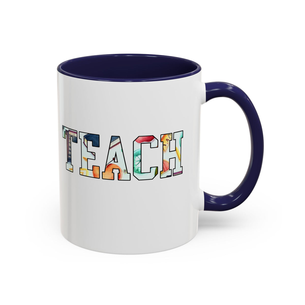Colorful TEACH Letters Coffee Mug – 11oz & 15oz Accent Mug – Vibrant Teacher Appreciation Gift – Cute & Fun Teacher Coffee Cup for School or Home