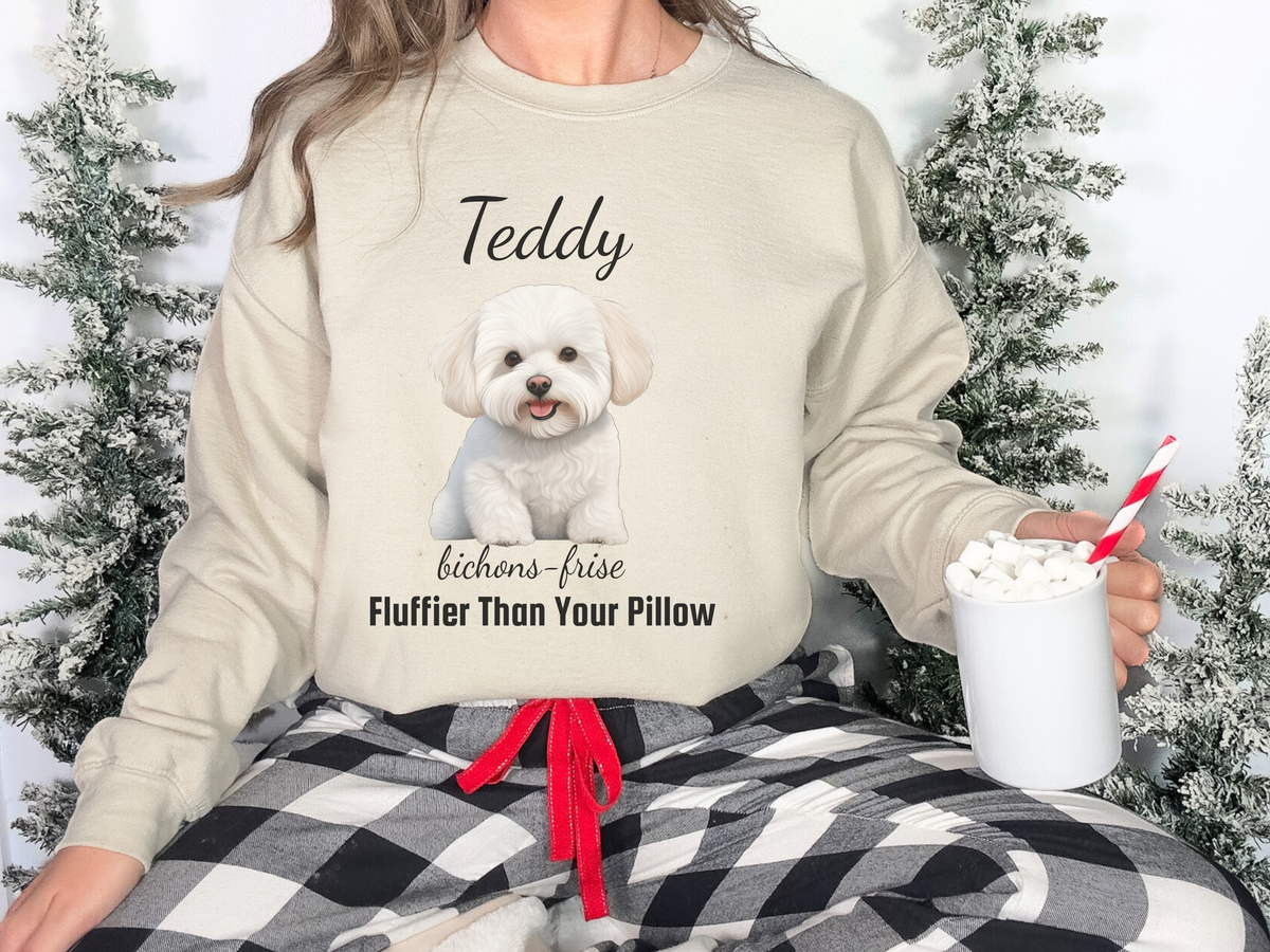 Personalized Bichon Frise Sweatshirt – “Fluffier Than Your Pillow” | Unisex Christmas Gift for Dog Lovers, Pet Gift