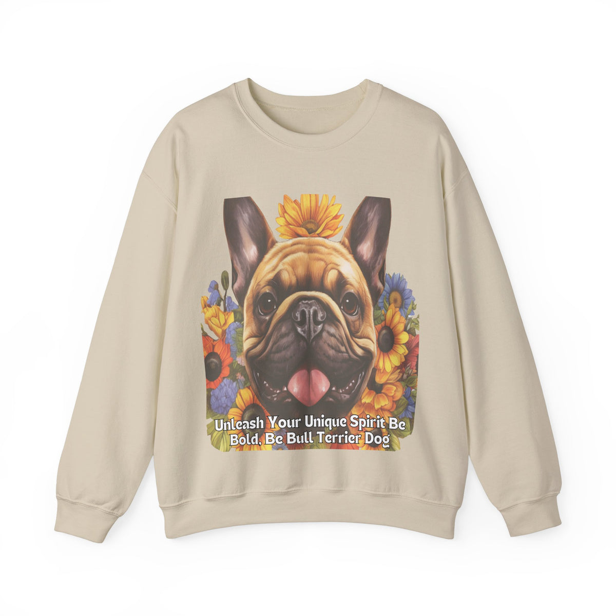 Copy of Bull Terrier Sunflower Sweatshirt – 'Unleash Your Unique Spirit' Front & Back Design