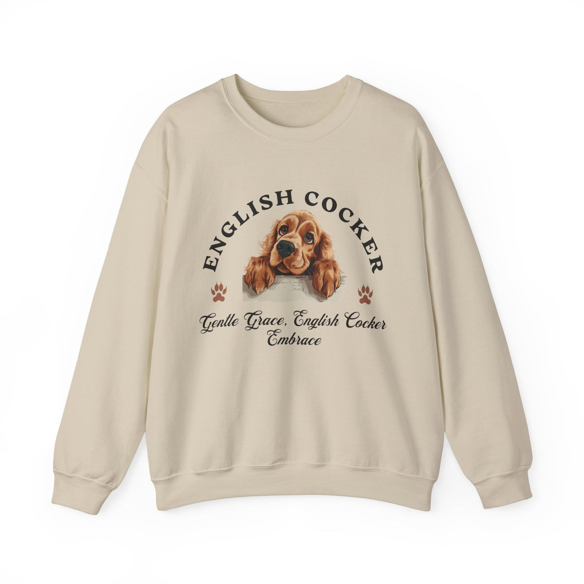 English Cocker Spaniel Sweatshirt – Gentle Grace & Cocker Embrace – Unisex Dog Lover Pullover