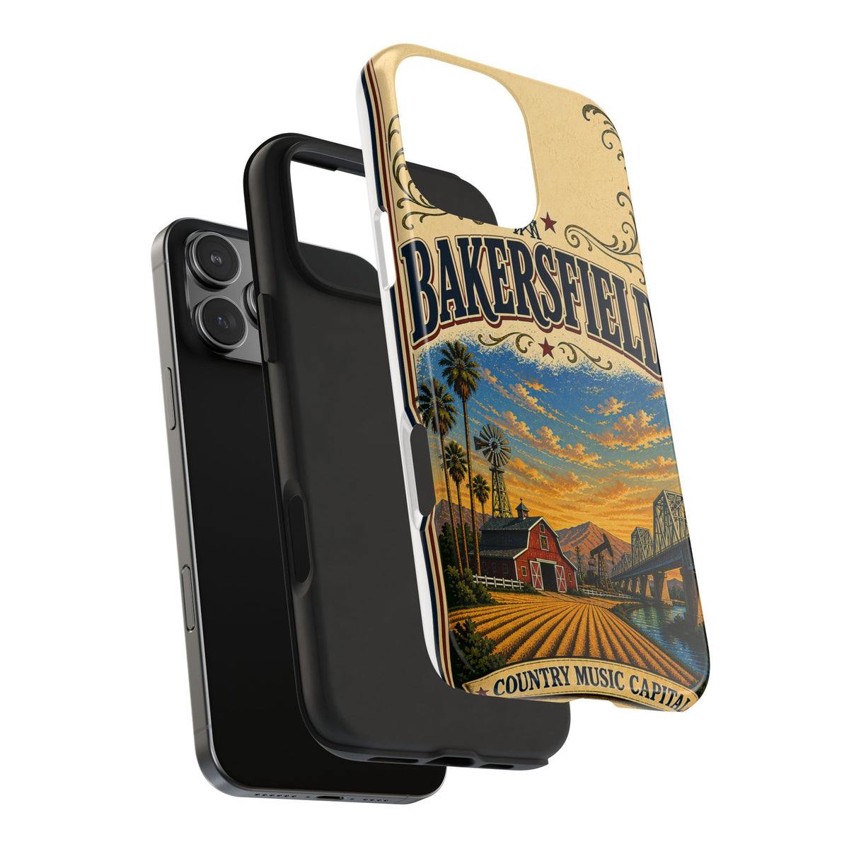 Bakersfield California Vintage Travel Phone Case Country Music Capital Retro Oil Fields Farmland Cover