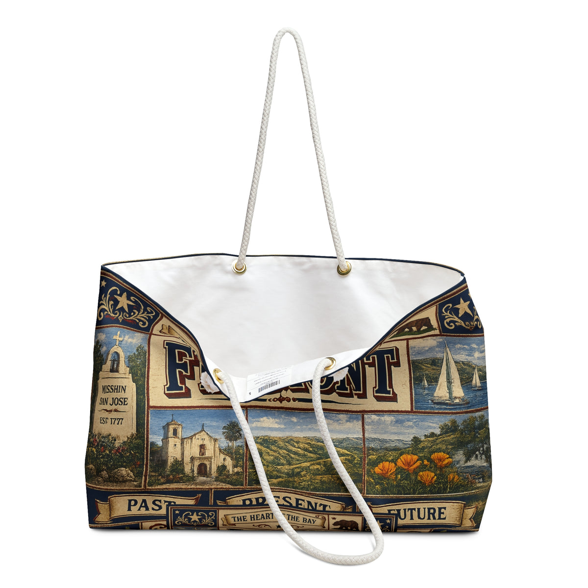 Fremont California Weekender Bag Heart of the Bay Faux Patchwork Travel Tote Mission San Jose Heritage Gift