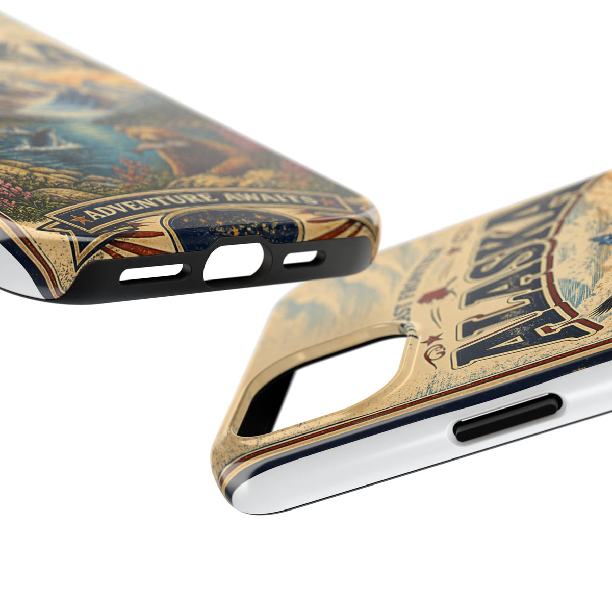 Alaska Faux Vintage Phone Case The Last Frontier Retro Travel Poster Style Adventure Awaits Wildlife iPhone Samsung Case