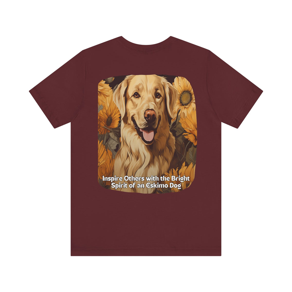 American Eskimo Sunflower Tee – 'Inspire with Bright Spirit' Front & Back Design