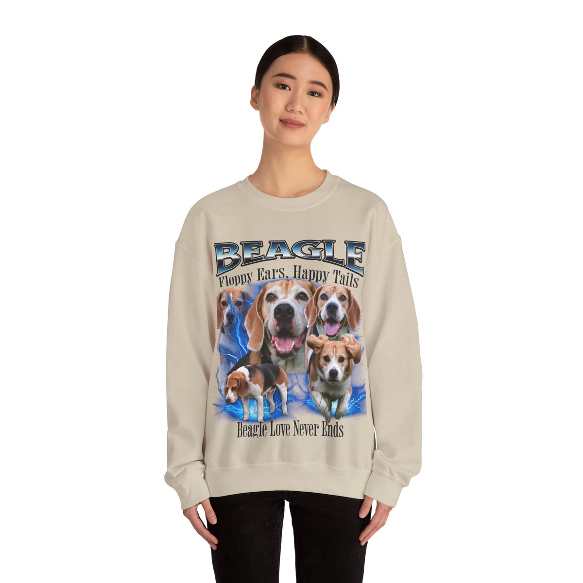 Beagle Bootleg Collage Sweatshirt – Floppy Ears, Happy Tails | Unisex Dog Lover Pullover