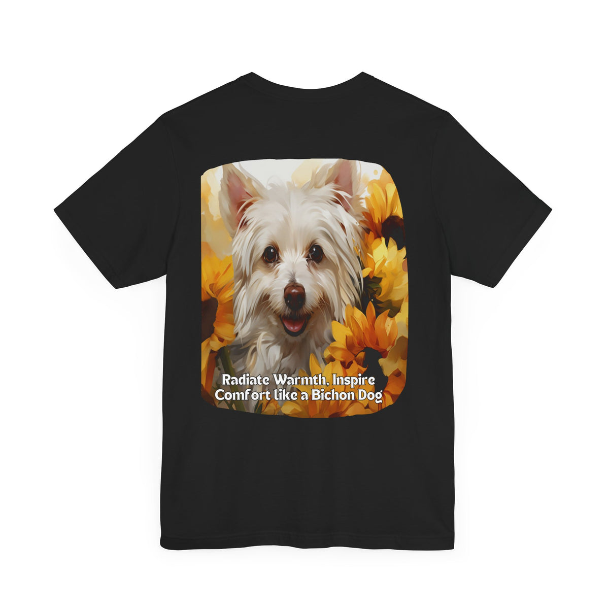 Copy of White Dog Sunflower Tee – 'Pure Beauty, Bright Spirit' Front & Back Design