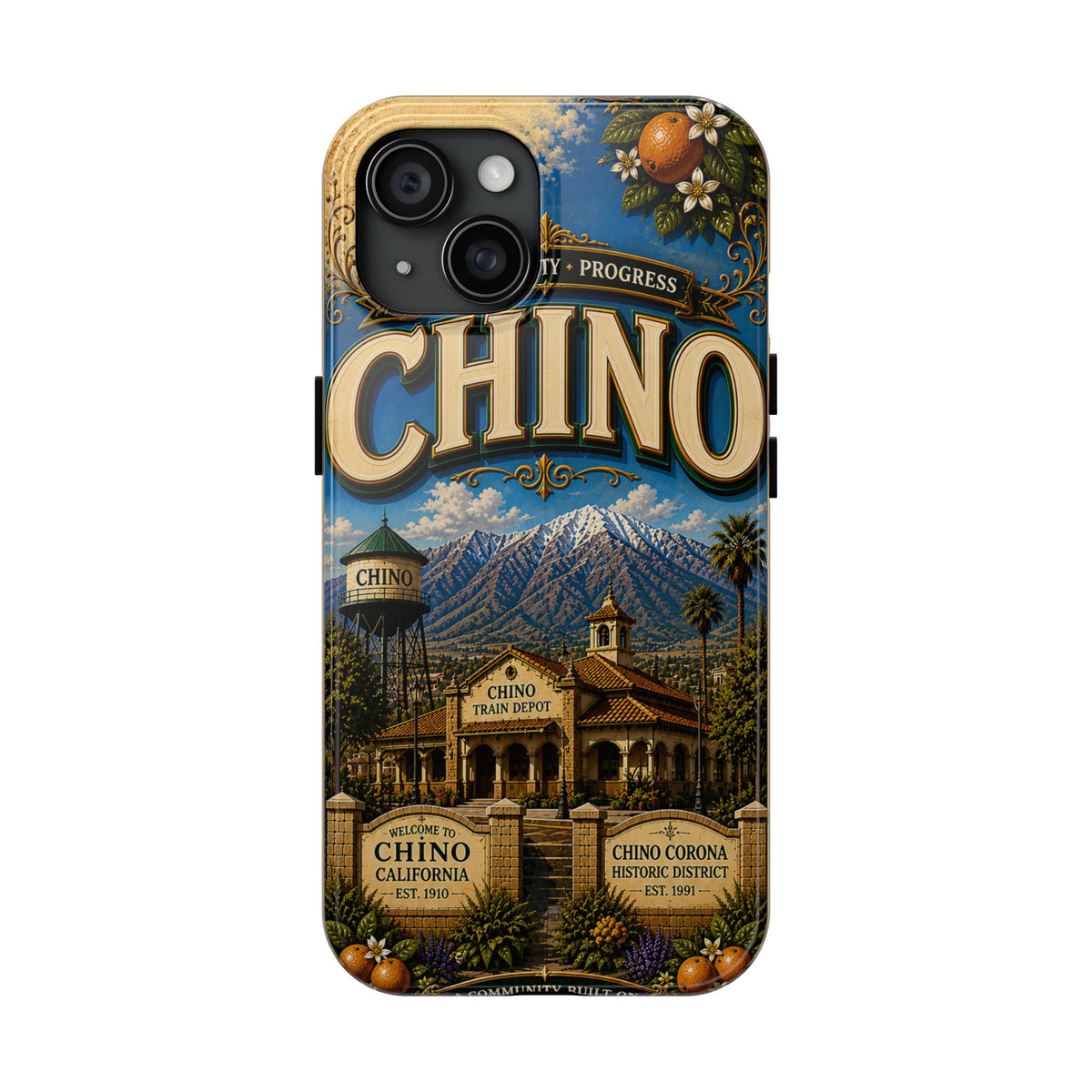 Chino Vintage Travel Phone Case — Retro California Cityscape Tough Case