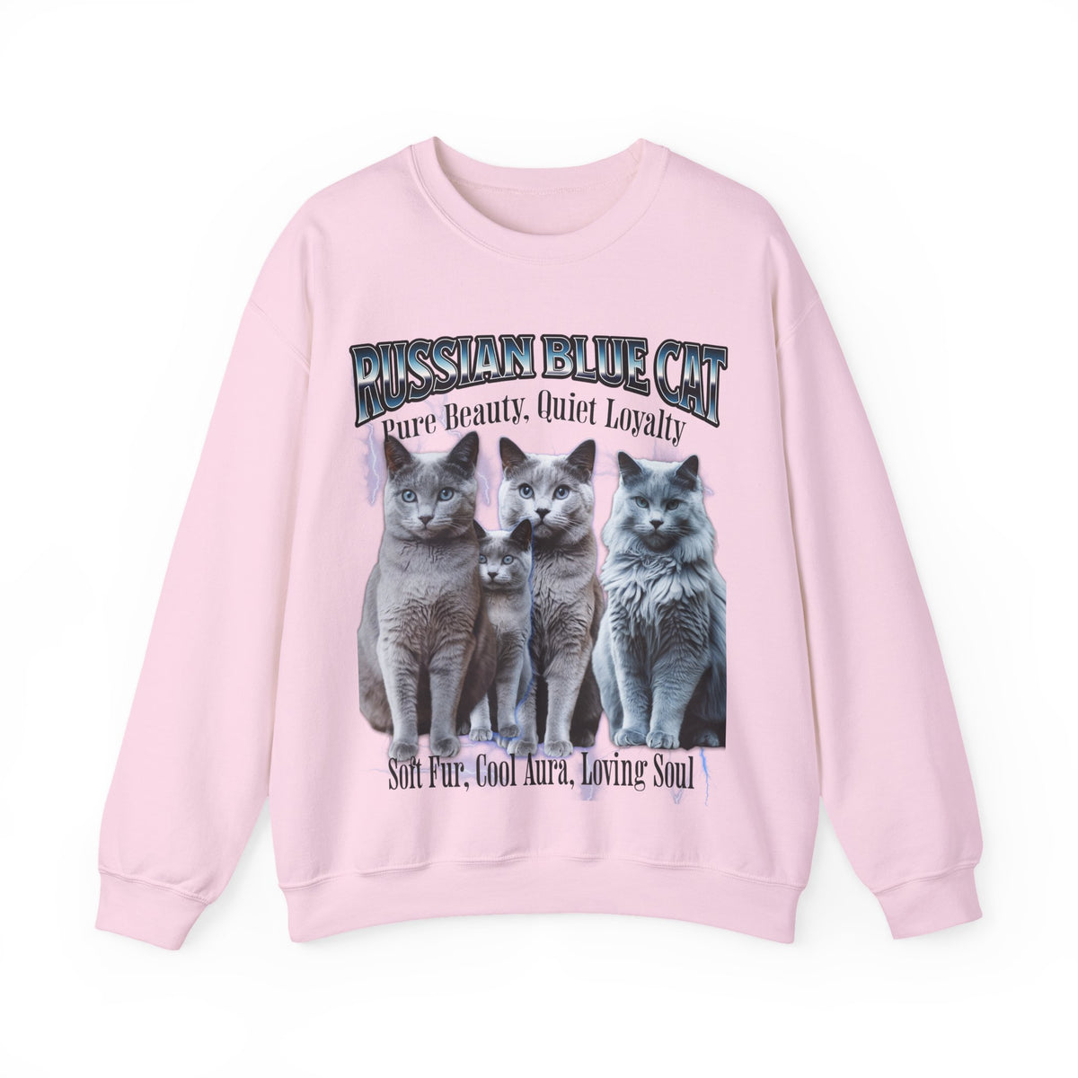 Russian Blue Cat “Pure Beauty, Quiet Loyalty” Unisex Sweatshirt | Cozy Cat Lover Pullover | Russian Blue Gift | New Edge Gifts & Novelties